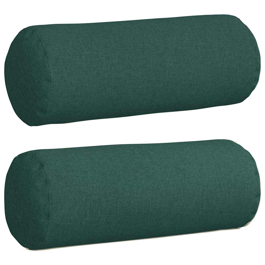 Cuscini a rullo 2 pcs Verde Scuro Ã˜ 25 x 70 cm Tessuto