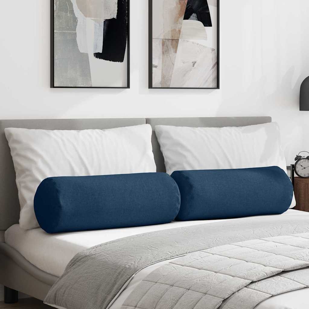 Cuscini a rullo 2 pcs Blu Ã˜ 25 x 70 cm Tessuto