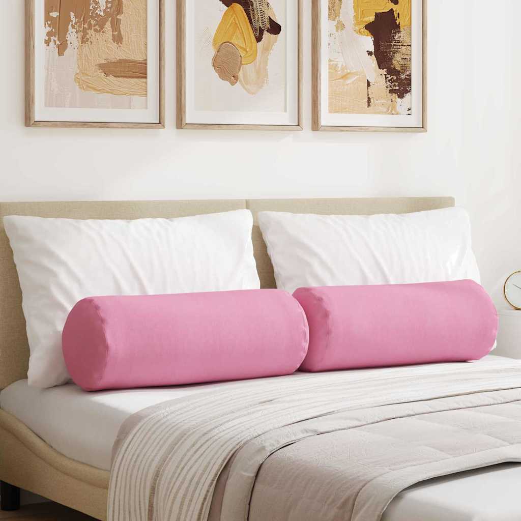 Cuscini a rullo 2 pcs Rosa Ã˜ 25 x 70 cm Tessuto