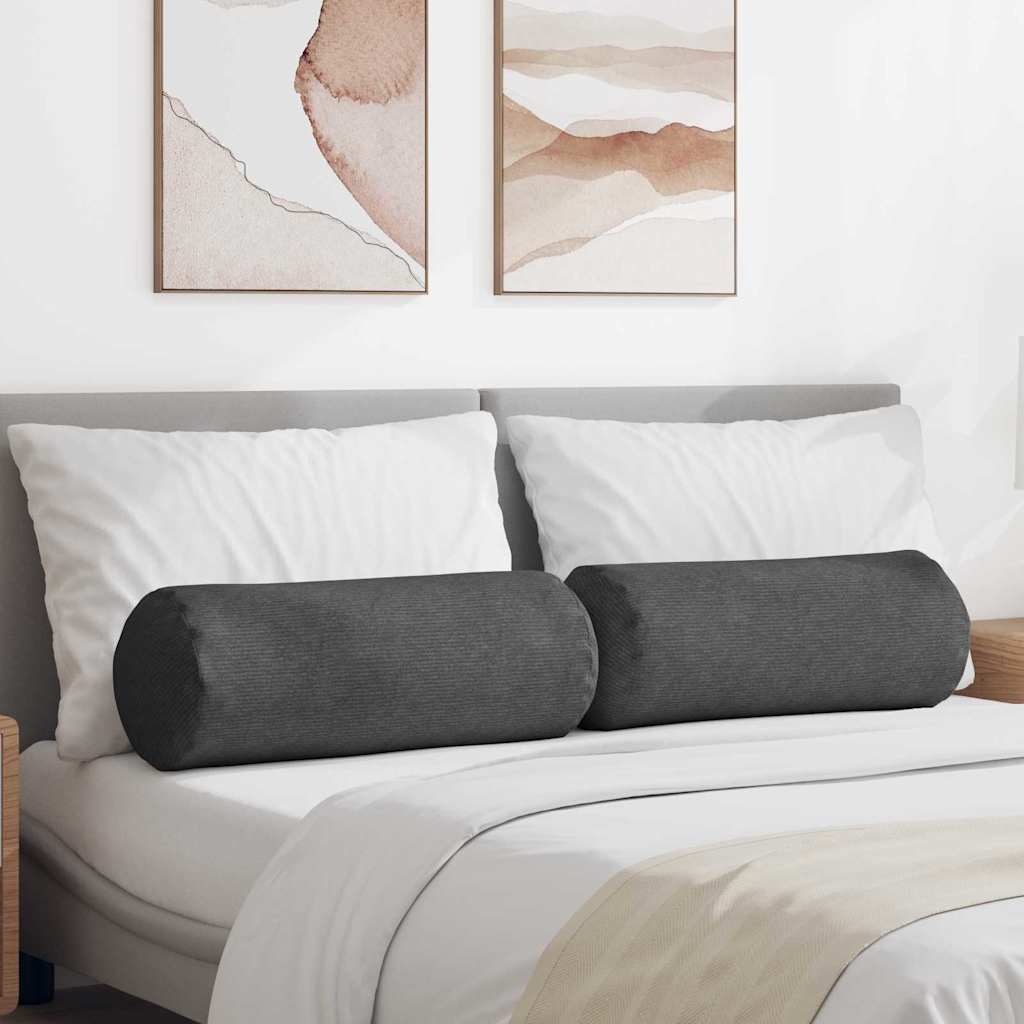 Cuscini a rullo 2 pcs Grigio scuro Ã˜ 25 x 70 cm