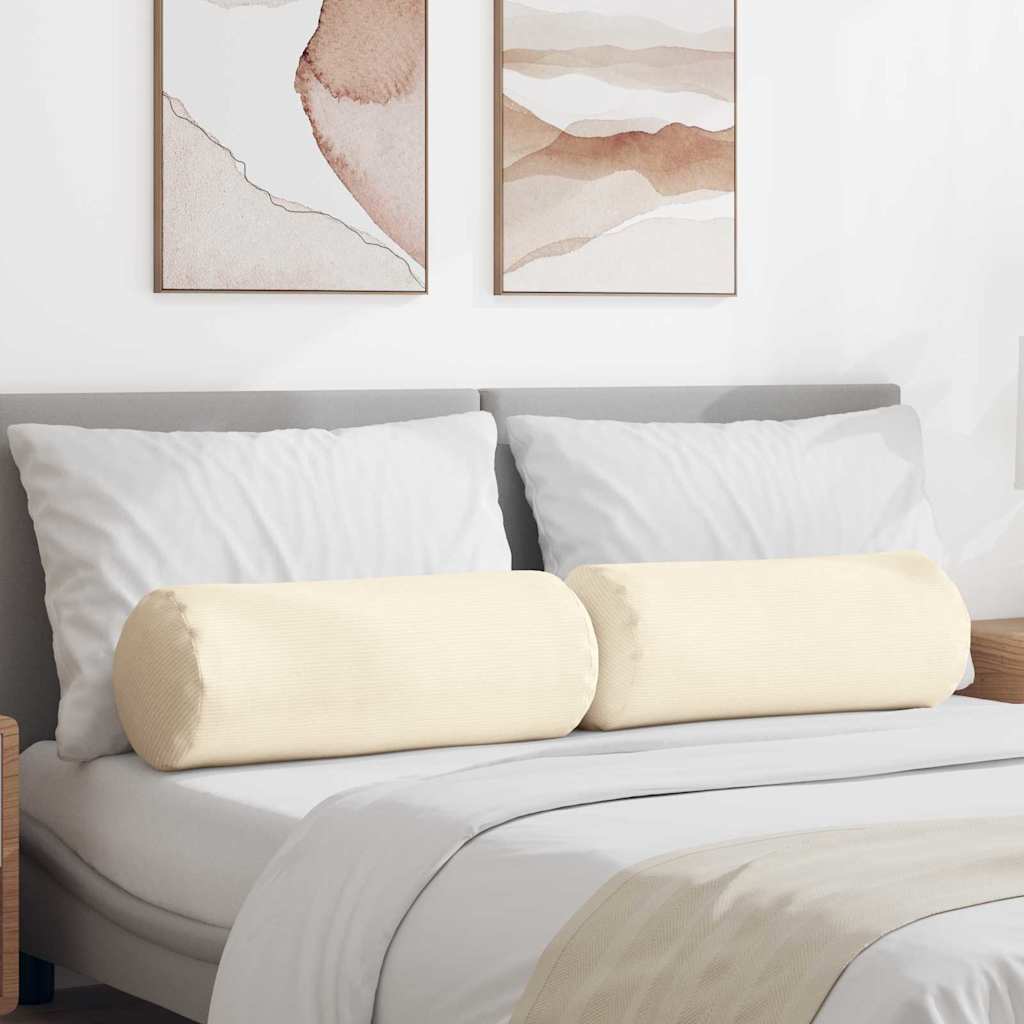 Cuscini a rullo 2 pcs Crema Ã˜ 25 x 70 cm Tessuto in Cords