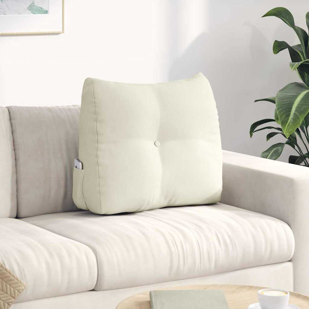 Cuscino per Schiena Crema 60 x 24 x 50 cm Velluto