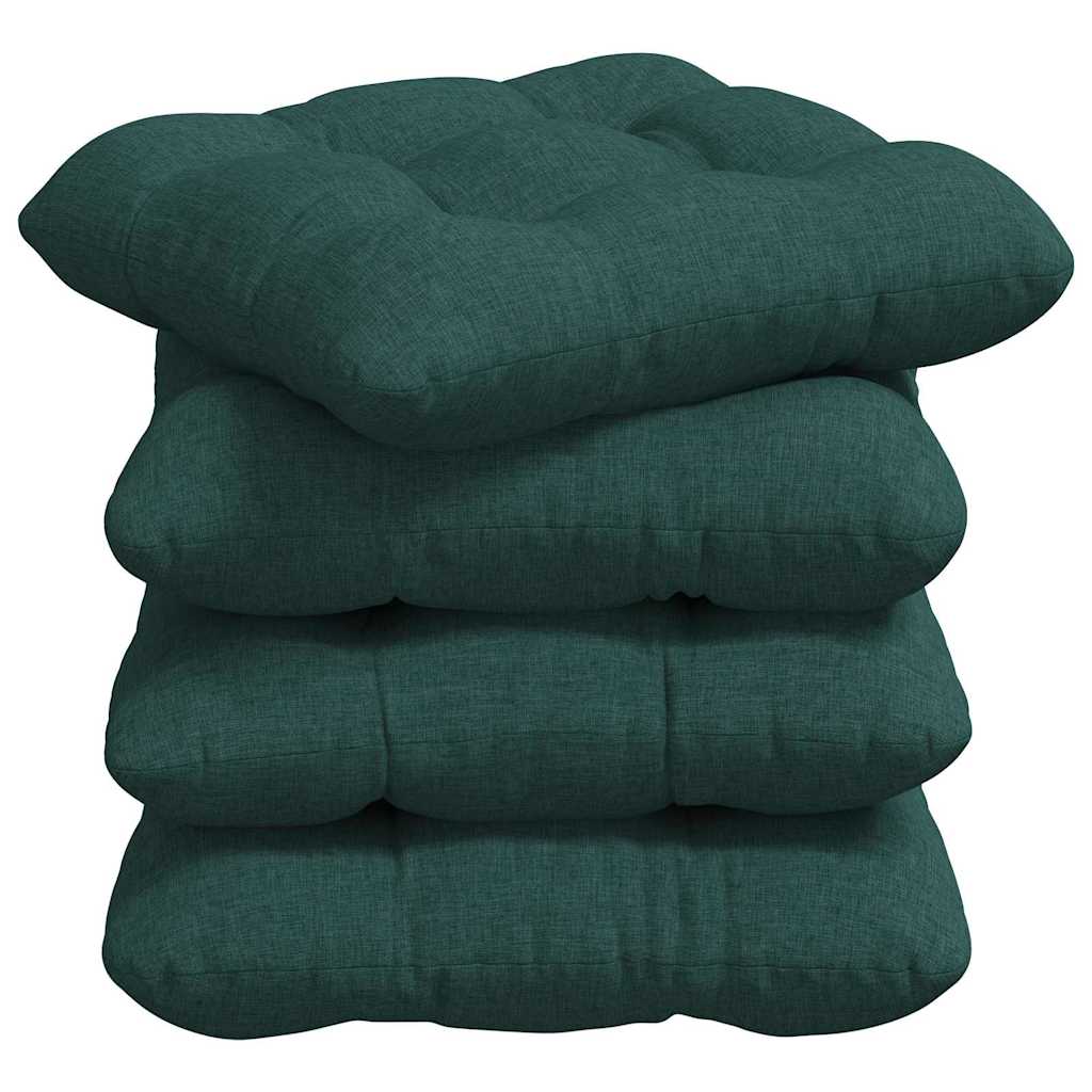 Cuscini per Seduta 4 pcs Verde Scuro 45 x 45 x 12 cm Tessuto