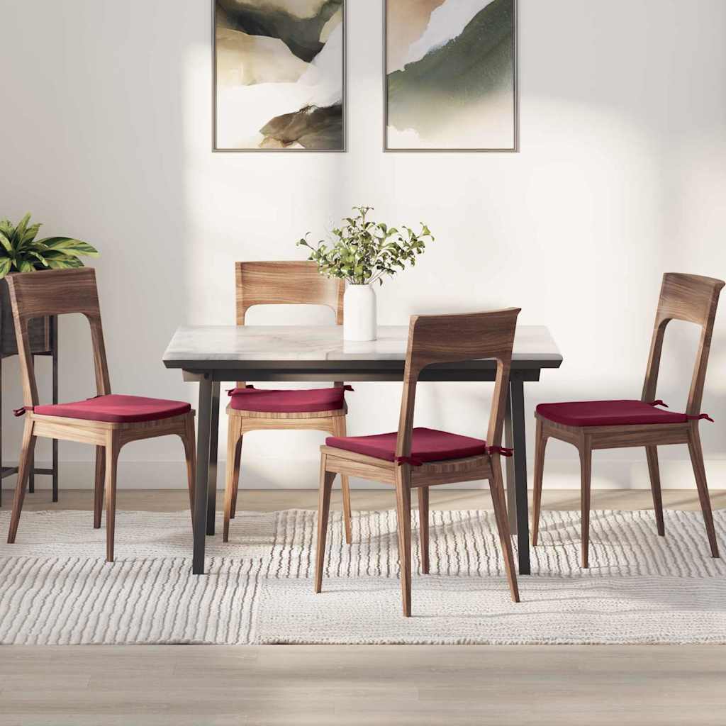 Cuscini per Seduta 4 pcs Rosso Vino 40 x 40 x 3 cm Velluto