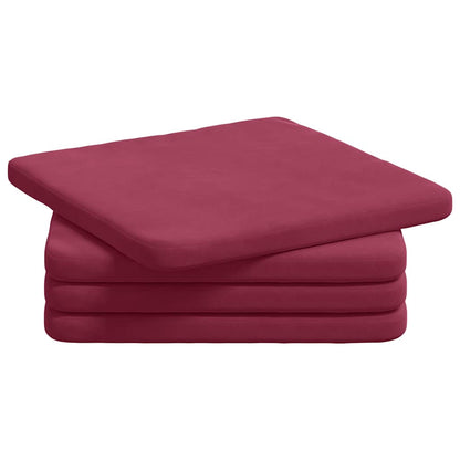 Cuscini per Seduta 4 pcs Rosso Vino 40 x 40 x 3 cm Velluto