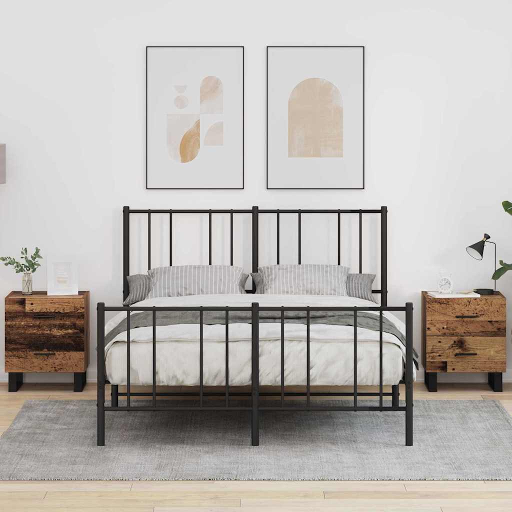 Armadio da Notte 2 pcs Legno Antico e Nero 40 x 35 x 47,5 cm