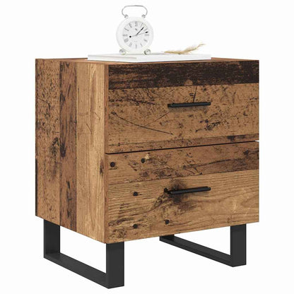 Armadio da Notte 2 pcs Legno Antico e Nero 40 x 35 x 47,5 cm