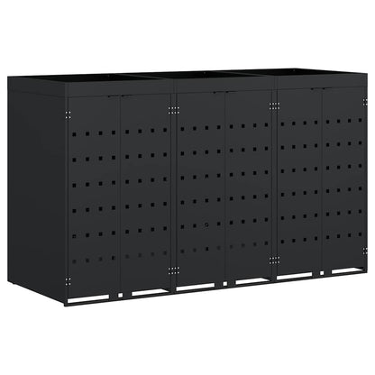 Contenitore per Rifiuti per 3 Bidoni Nero 204 x 77,5 x 121,5 cm