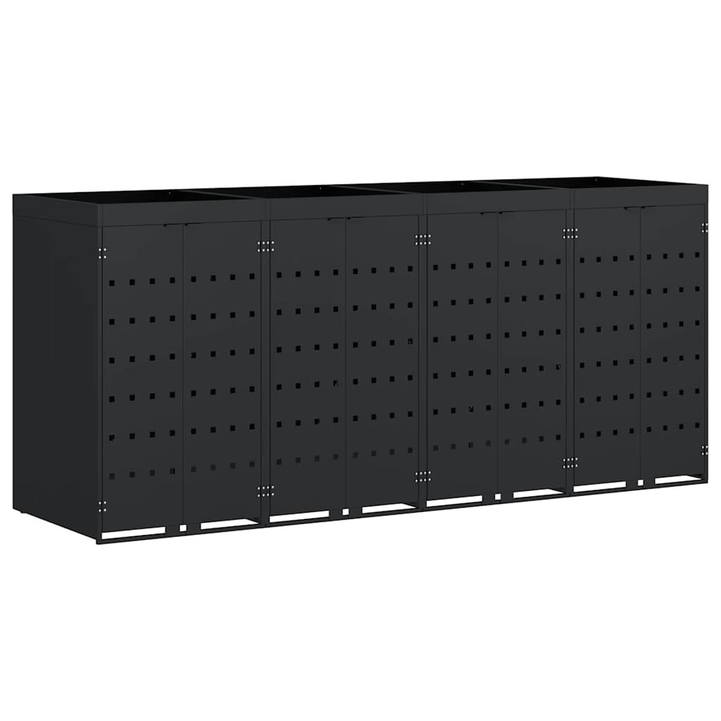Contenitore per Rifiuti per 4 Bidoni Nero 272 x 77,5 x 121,5 cm