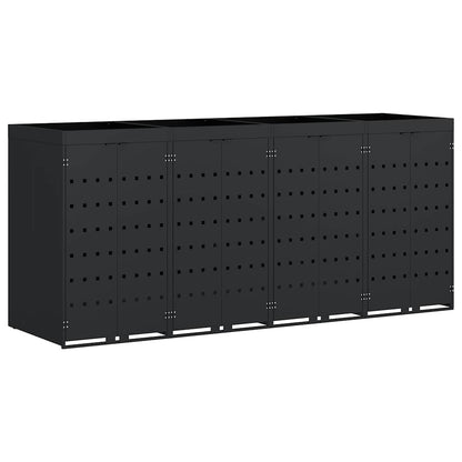 Contenitore per Rifiuti per 4 Bidoni Nero 272 x 77,5 x 121,5 cm