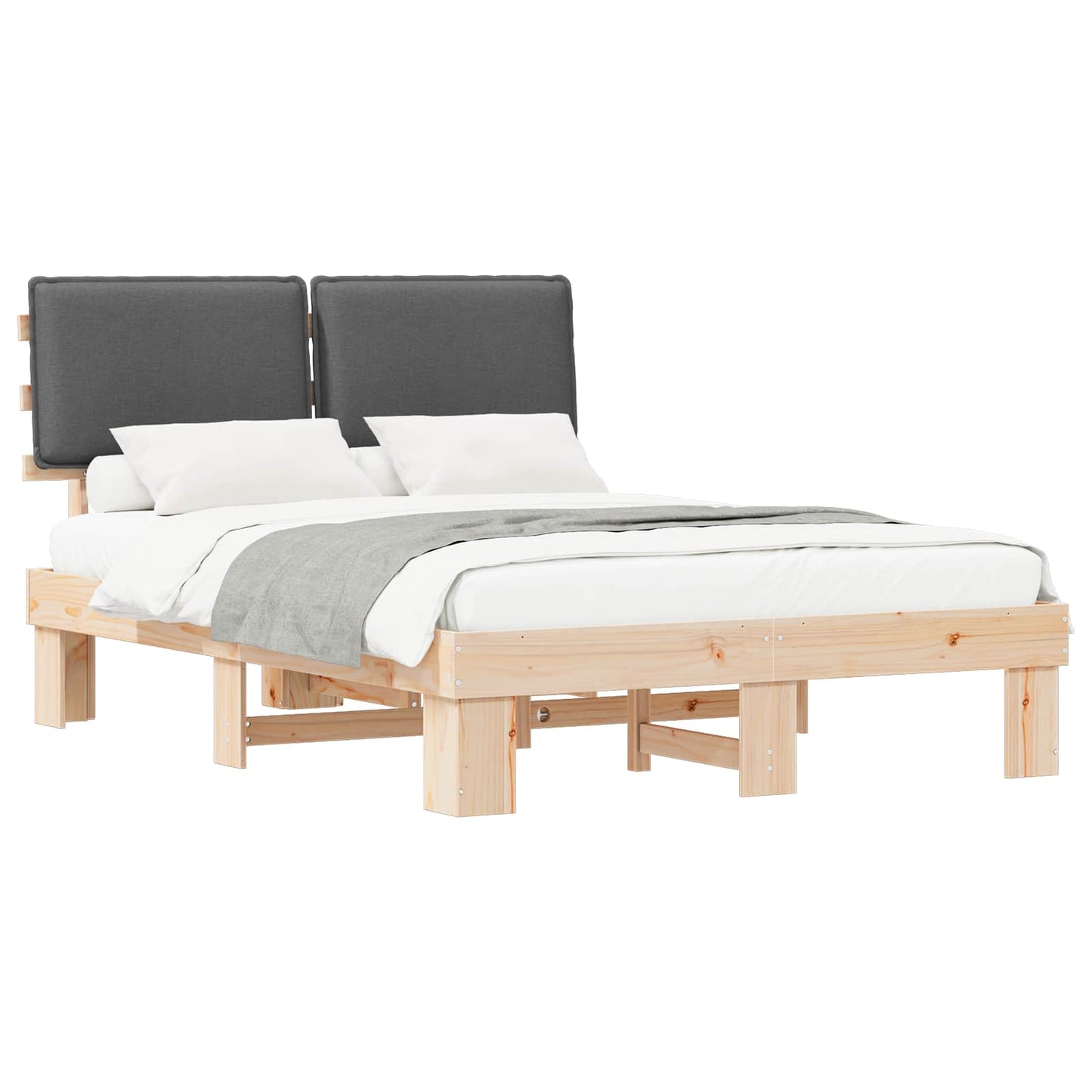 Letto con Testiera Rivestita Grigio scuro 150 x 200 cm