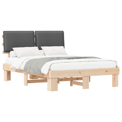 Letto con Testiera Rivestita Grigio scuro 140 x 200 cm