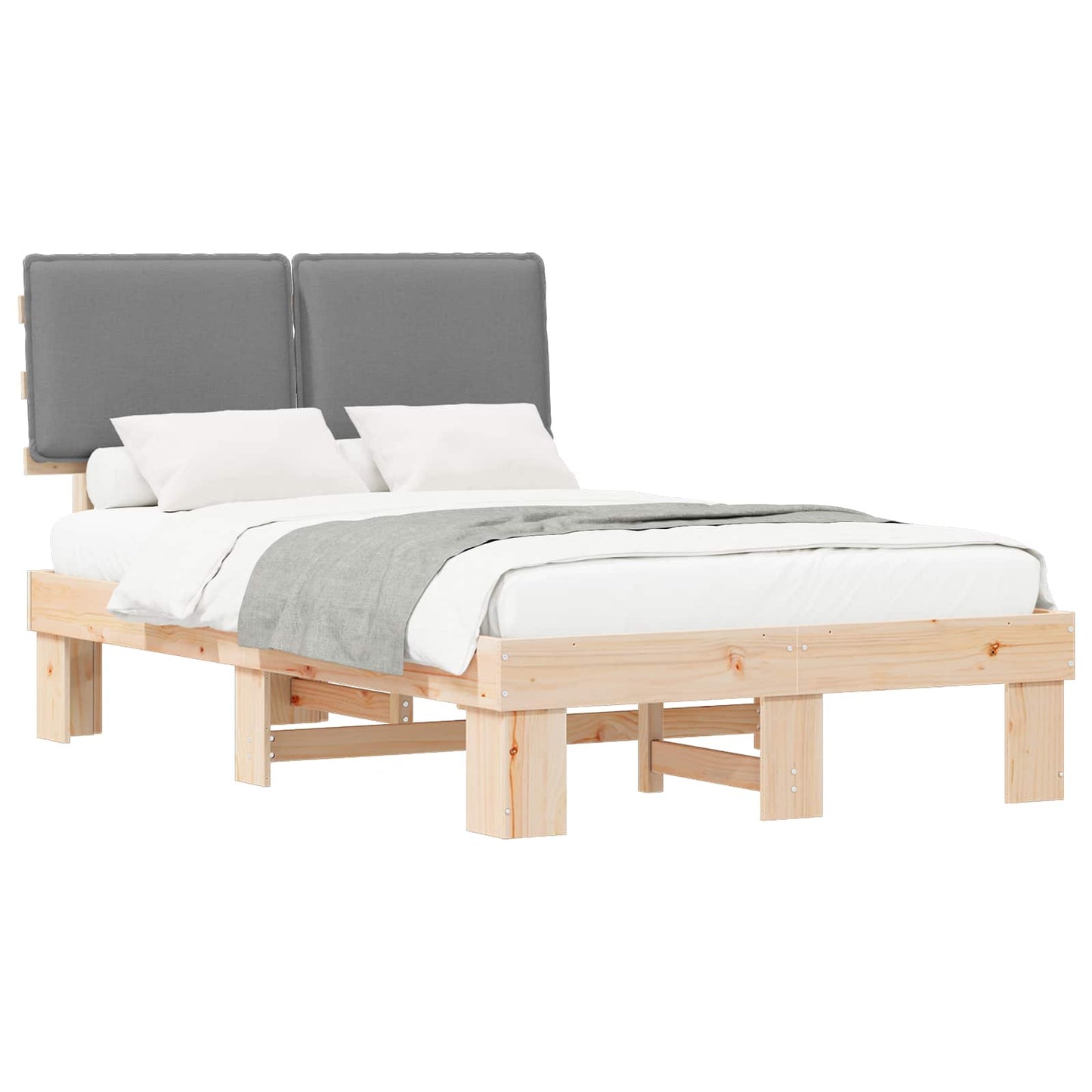 Letto con Testiera Rivestita Grigio chiaro 120 x 200 cm