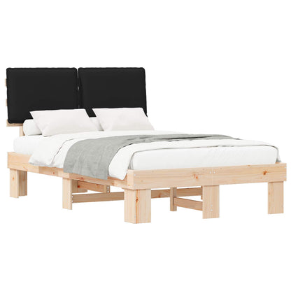 Letto con Testiera Rivestita Nero 120 x 200 cm Pino massello