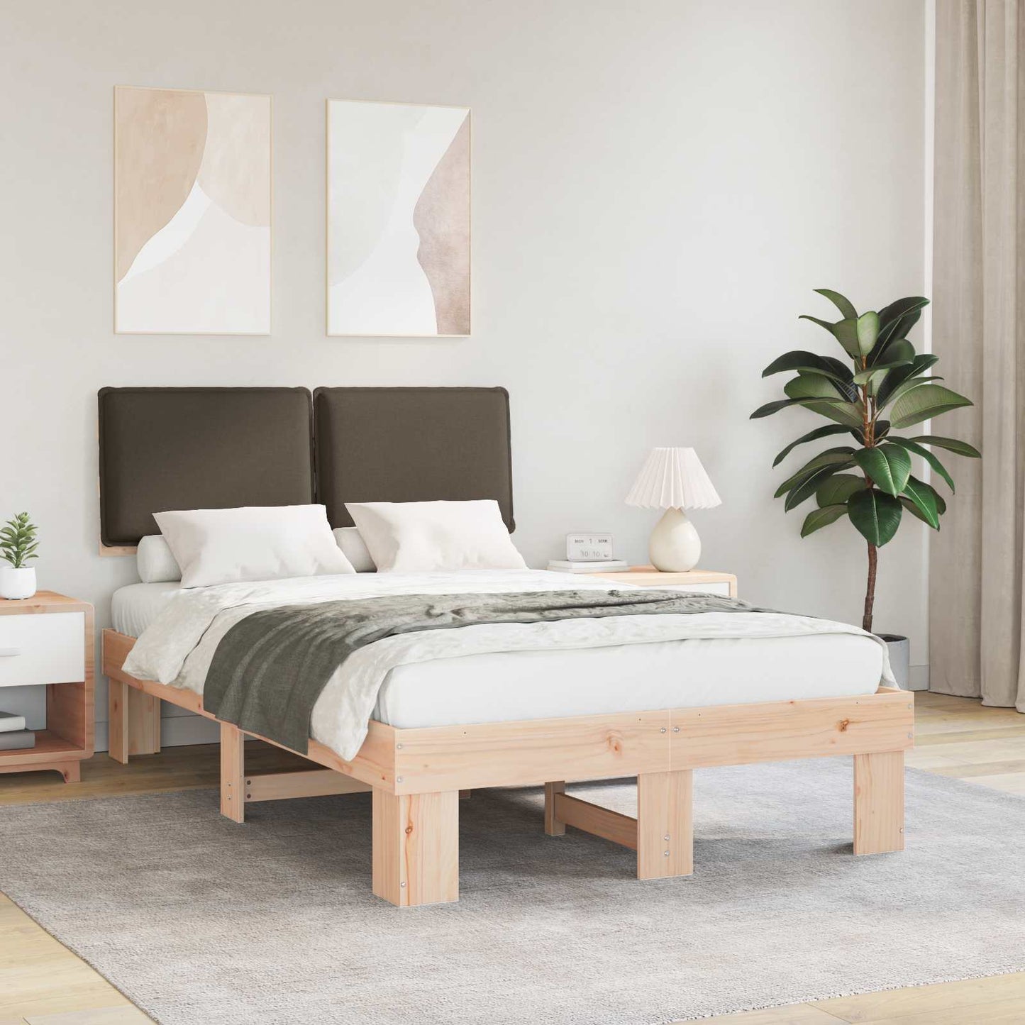 Letto con Testiera Rivestita Talpa 120 x 200 cm Pino massello