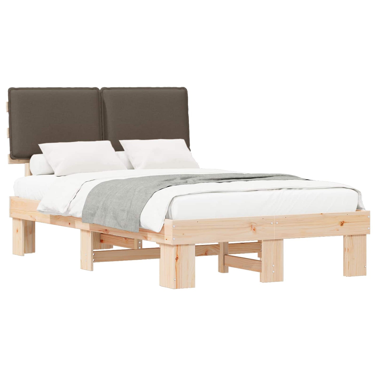 Letto con Testiera Rivestita Talpa 120 x 200 cm Pino massello