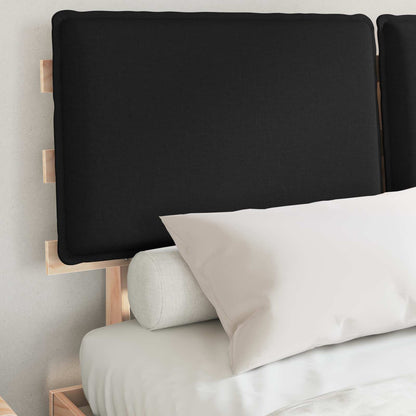 Letto con Testiera Rivestita Nero 140 x 190 cm Pino massello