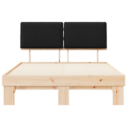 Letto con Testiera Rivestita Nero 140 x 190 cm Pino massello