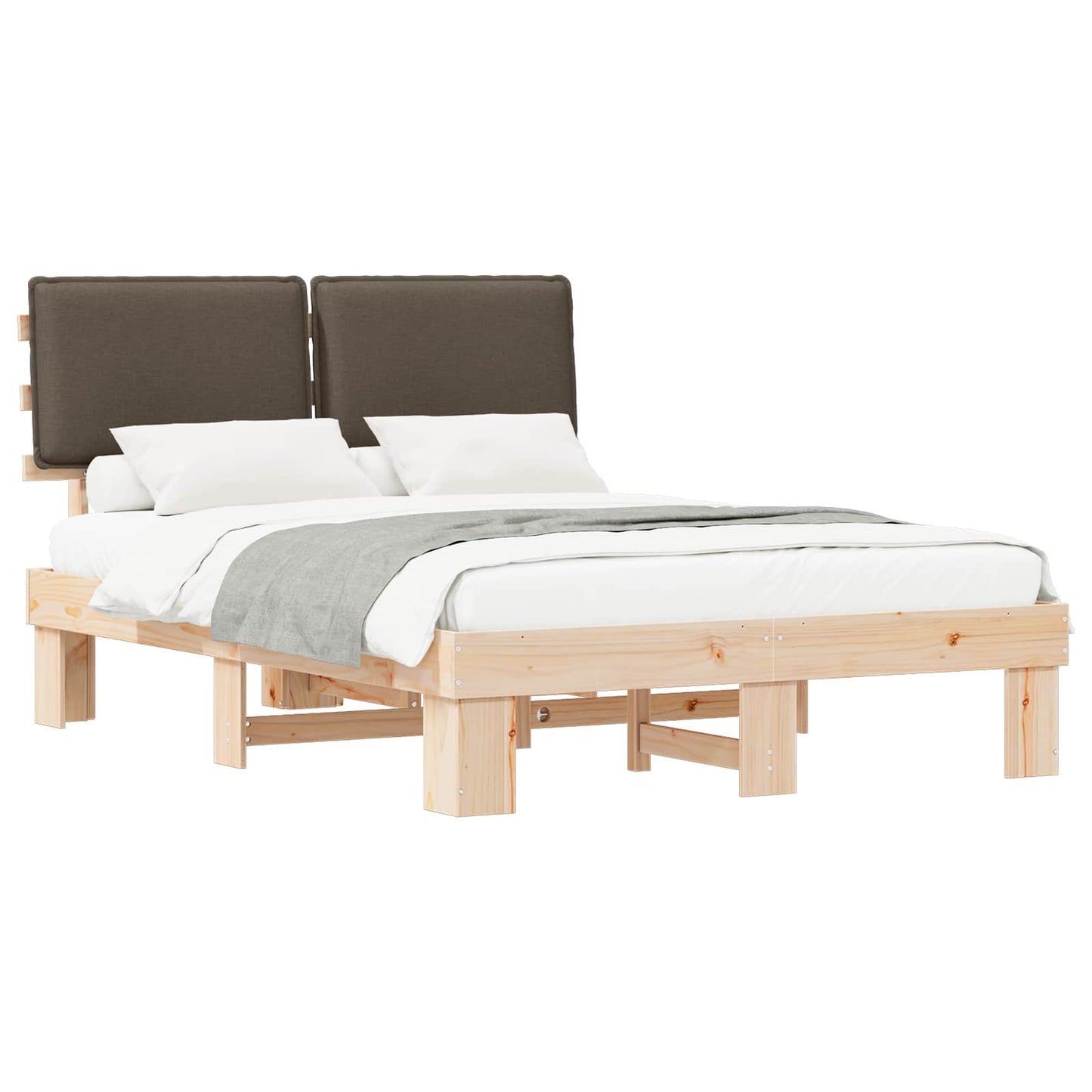 Letto con Testiera Rivestita Talpa 140 x 190 cm Pino massello