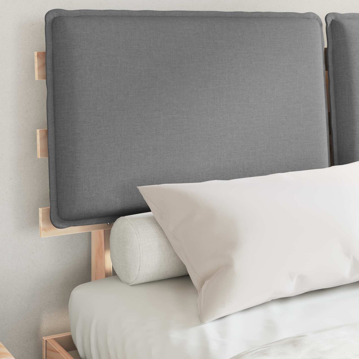 Letto con Testiera Rivestita Grigio chiaro 135 x 190 cm
