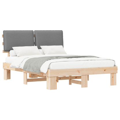Letto con Testiera Rivestita Grigio chiaro 135 x 190 cm