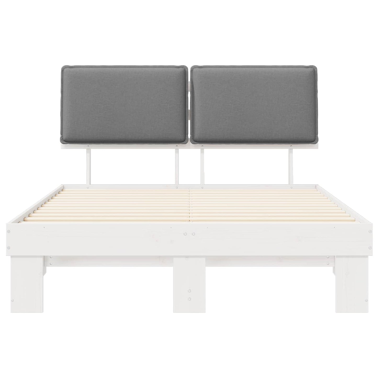 Letto con Testiera Rivestita Grigio chiaro 135 x 190 cm