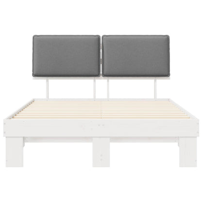 Letto con Testiera Rivestita Grigio chiaro 135 x 190 cm