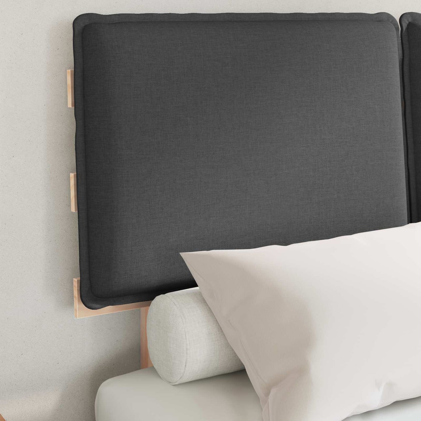 Letto con Testiera Rivestita Grigio scuro 120 x 190 cm