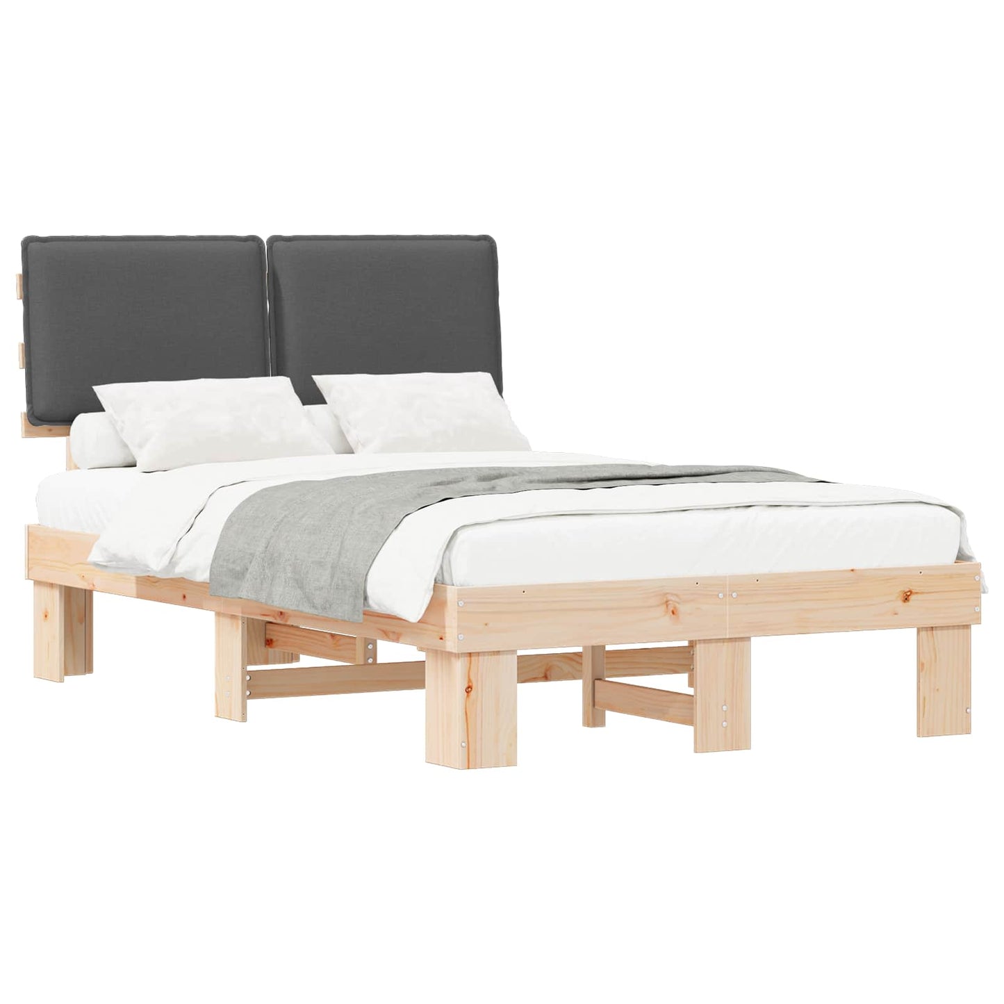 Letto con Testiera Rivestita Grigio scuro 120 x 190 cm