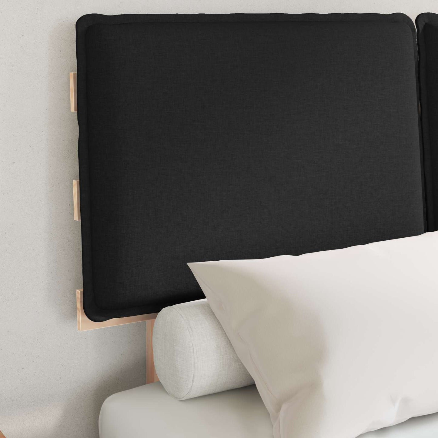 Letto con Testiera Rivestita Nero 120 x 190 cm Pino massello