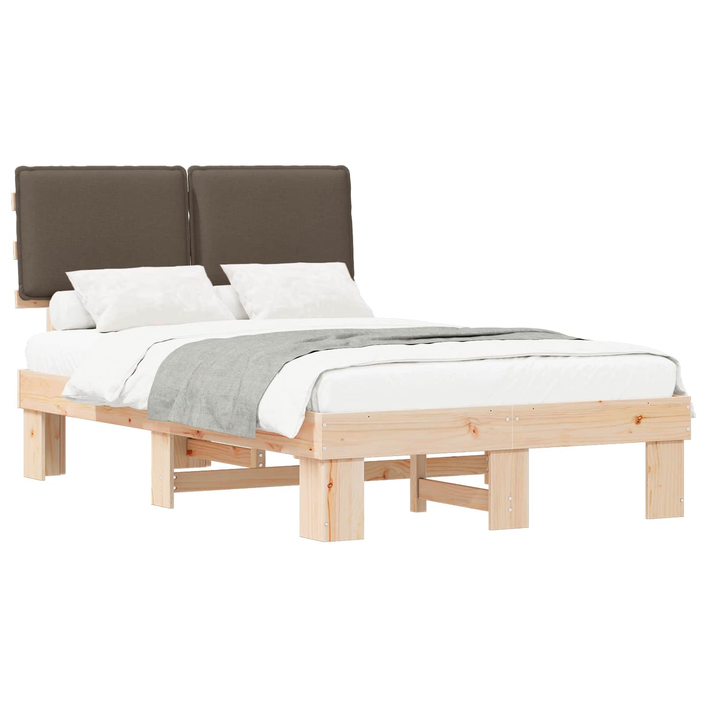 Letto con Testiera Rivestita Talpa 120 x 190 cm Pino massello