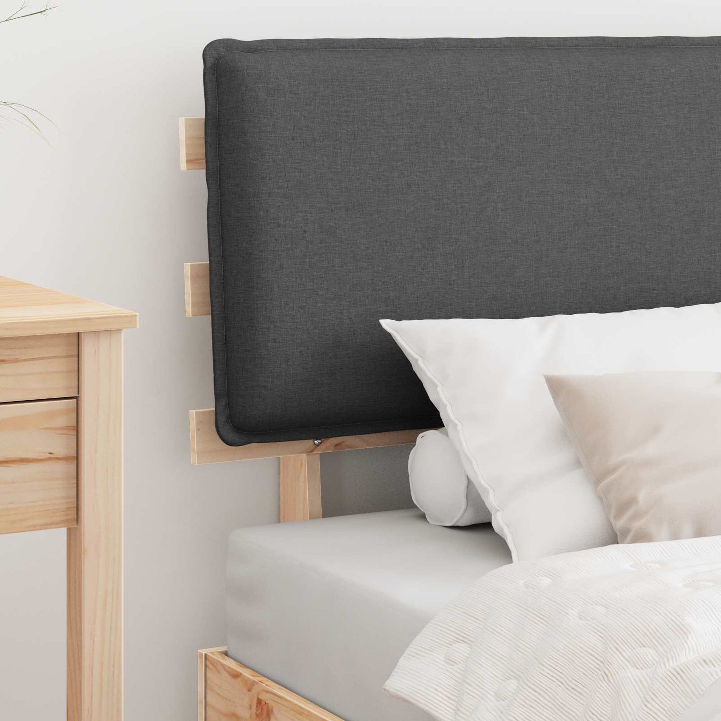 Letto con Testiera Rivestita Grigio scuro 80 x 200 cm
