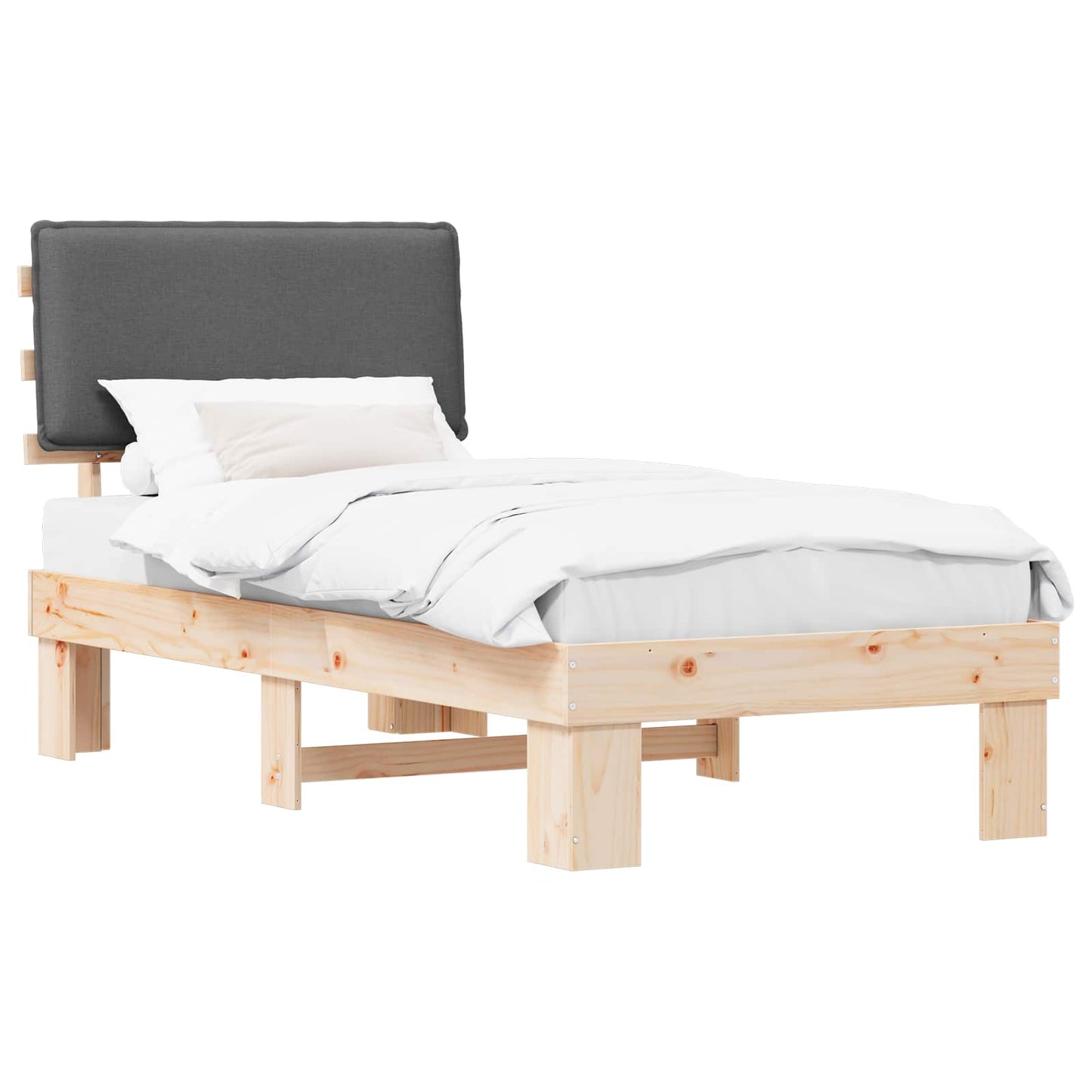Letto con Testiera Rivestita Grigio scuro 80 x 200 cm