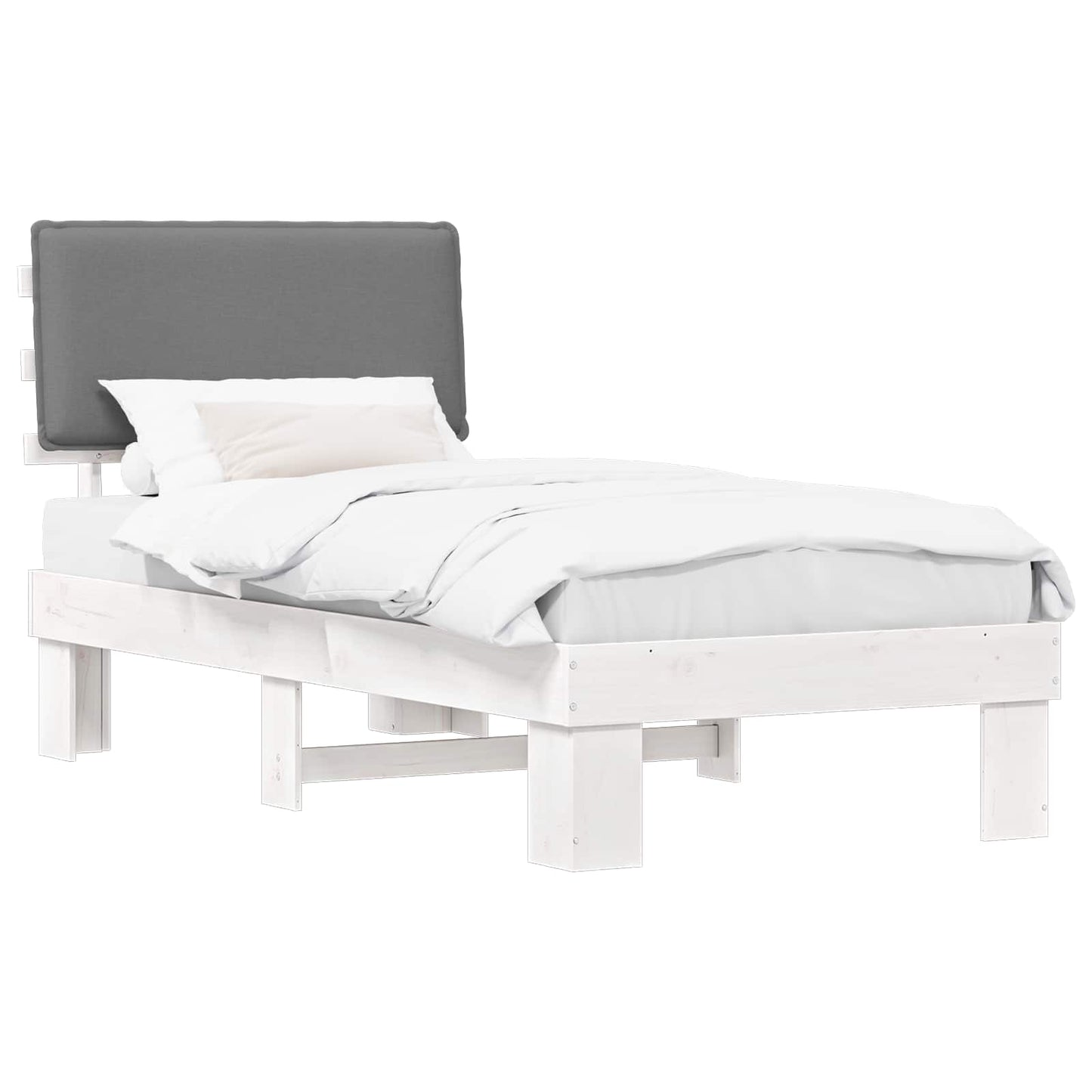 Letto con Testiera Rivestita Grigio chiaro 80 x 200 cm