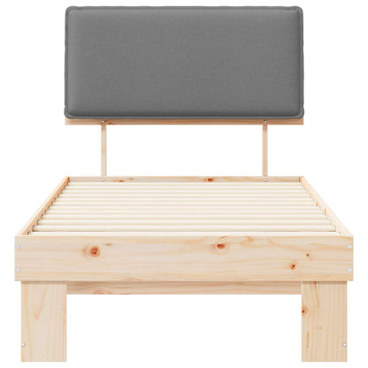 Letto con Testiera Rivestita Grigio chiaro 90 x 190 cm