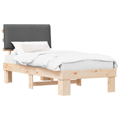 Letto con Testiera Rivestita Grigio scuro 90 x 190 cm