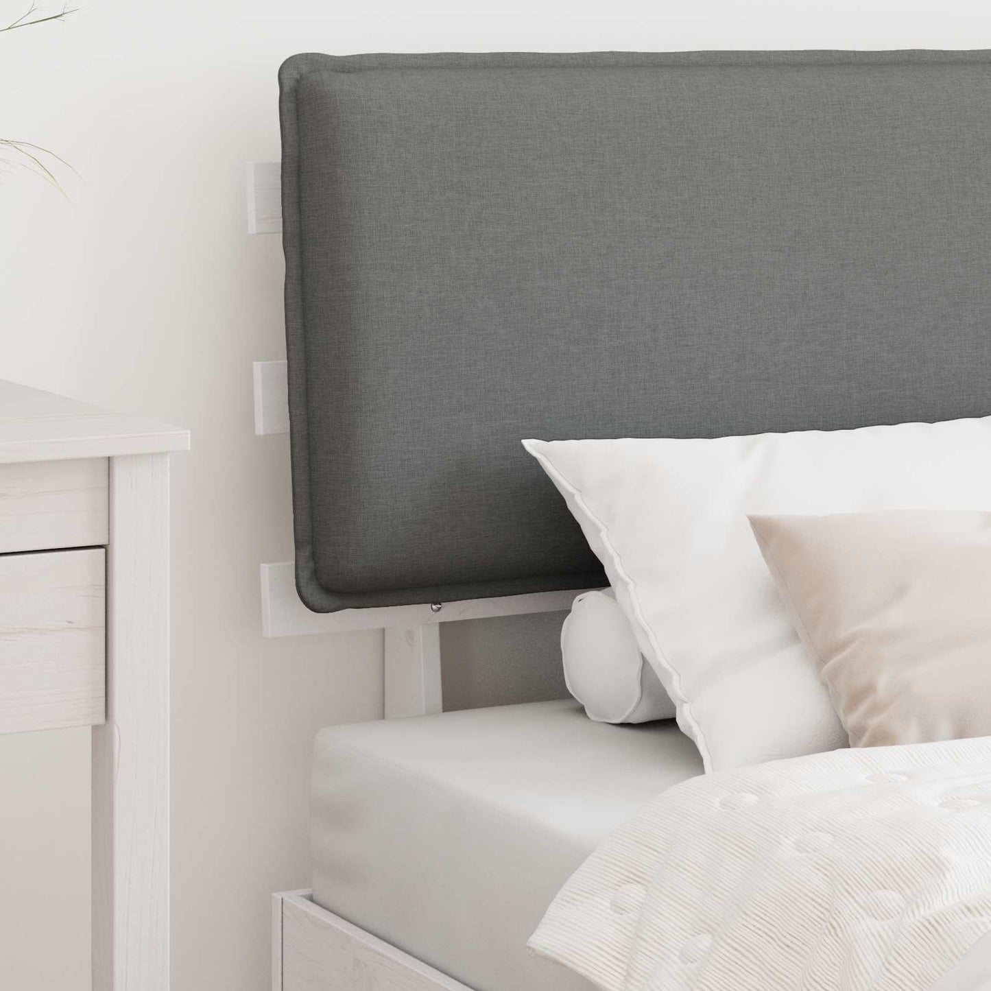Letto con Testiera Rivestita Grigio chiaro 90 x 190 cm