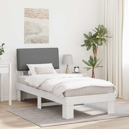 Letto con Testiera Rivestita Grigio chiaro 90 x 190 cm