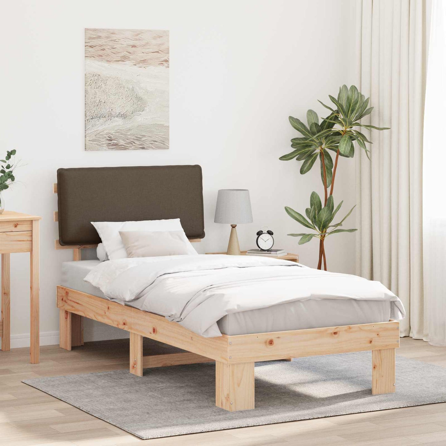 Letto con Testiera Rivestita Talpa 75 x 190 cm Pino massello