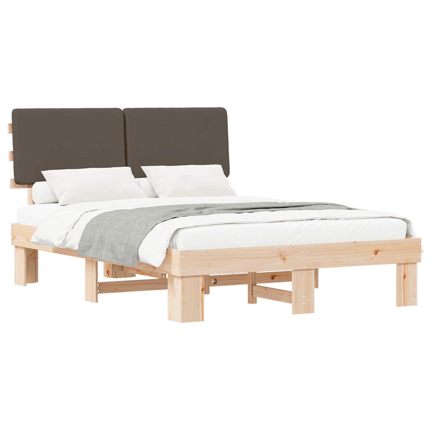 Letto con Testiera Rivestita Talpa 150 x 200 cm Pino massello