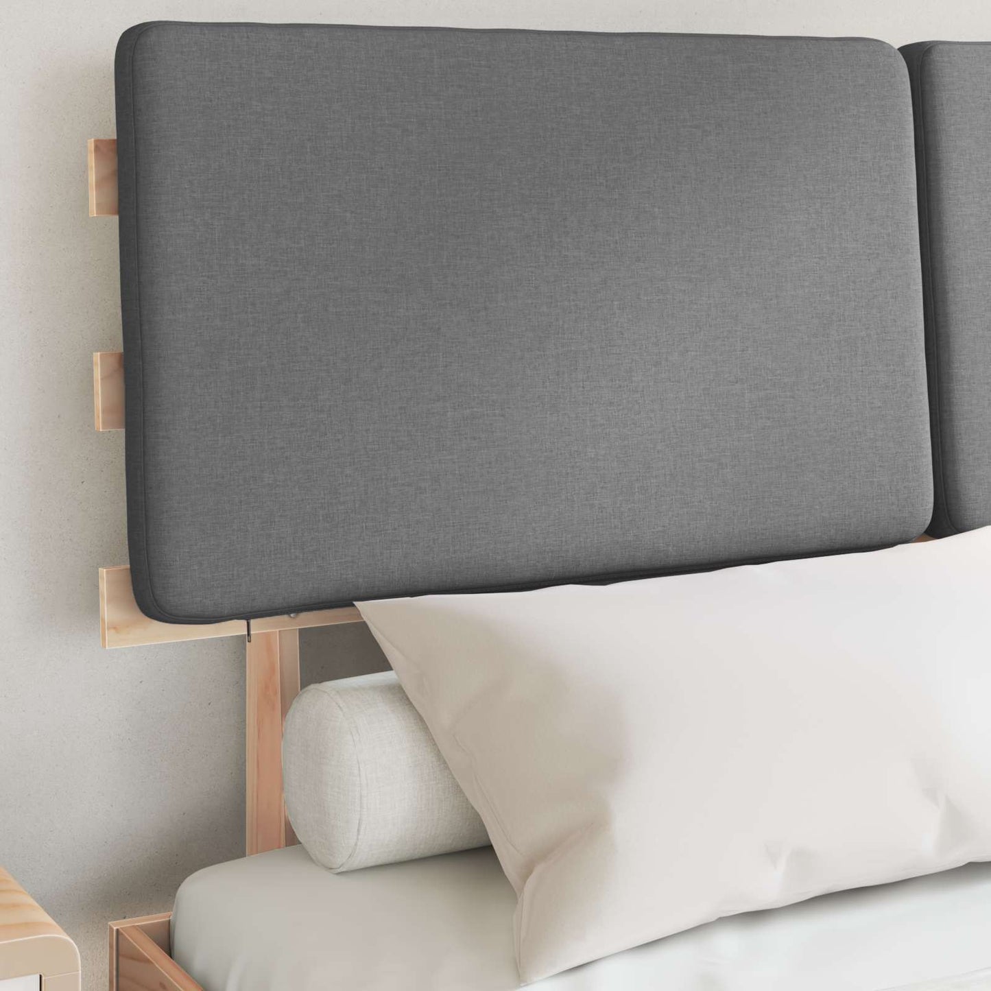 Letto con Testiera Rivestita Grigio chiaro 140 x 200 cm