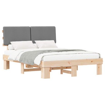 Letto con Testiera Rivestita Grigio chiaro 140 x 190 cm