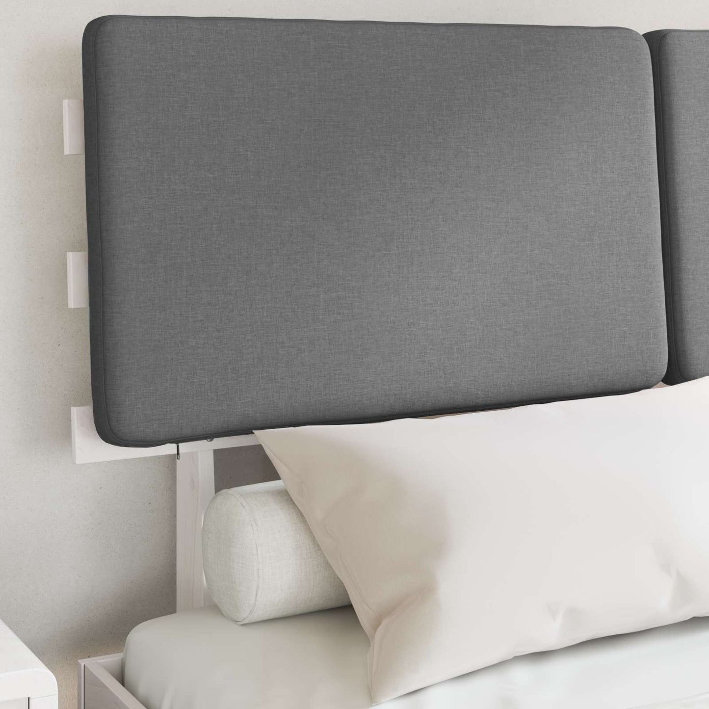 Letto con Testiera Rivestita Grigio chiaro 140 x 190 cm