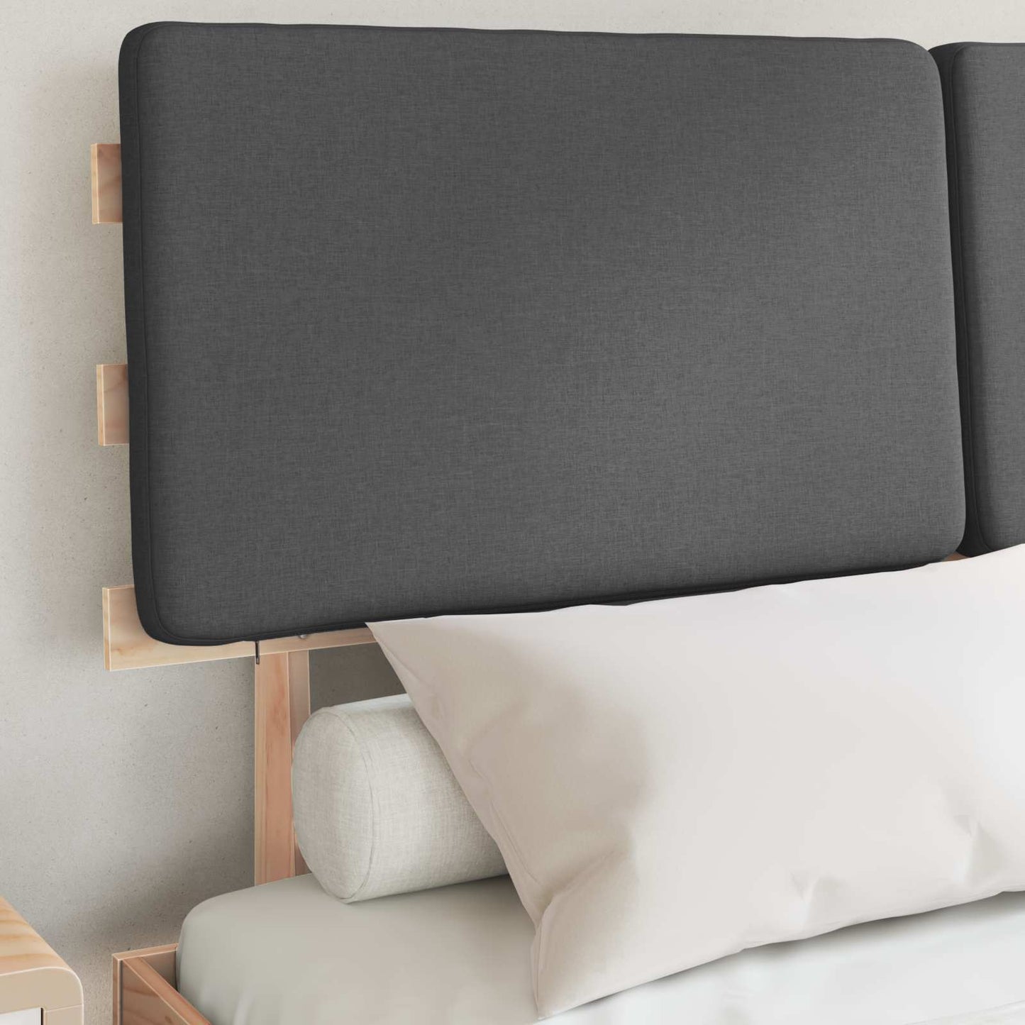 Letto con Testiera Rivestita Grigio scuro 135 x 190 cm