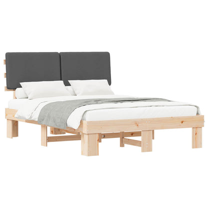 Letto con Testiera Rivestita Grigio scuro 135 x 190 cm