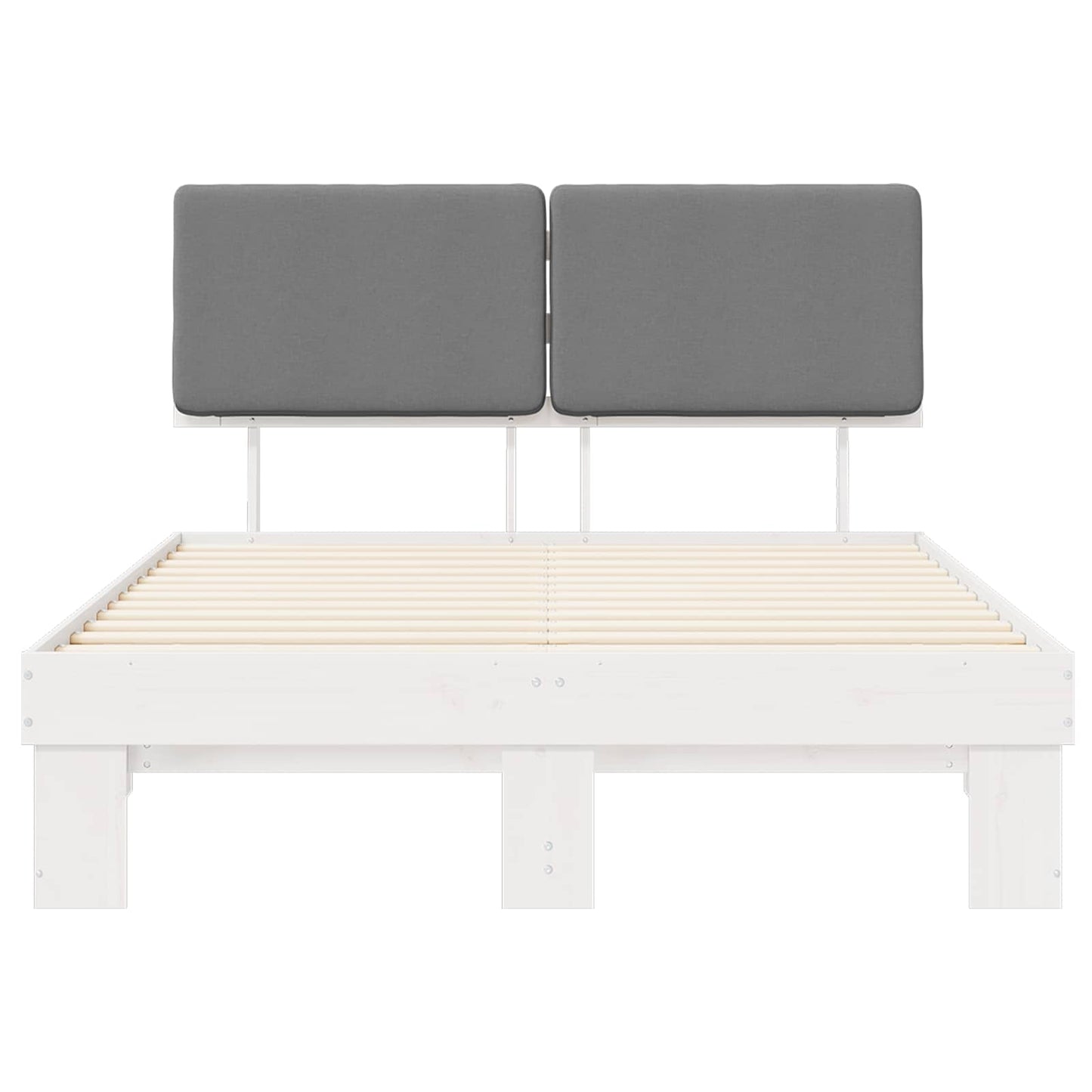 Letto con Testiera Rivestita Grigio chiaro 135 x 190 cm