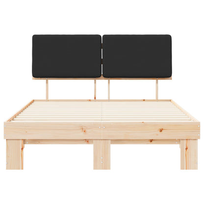 Letto con Testiera Rivestita Nero 120 x 190 cm Pino massello