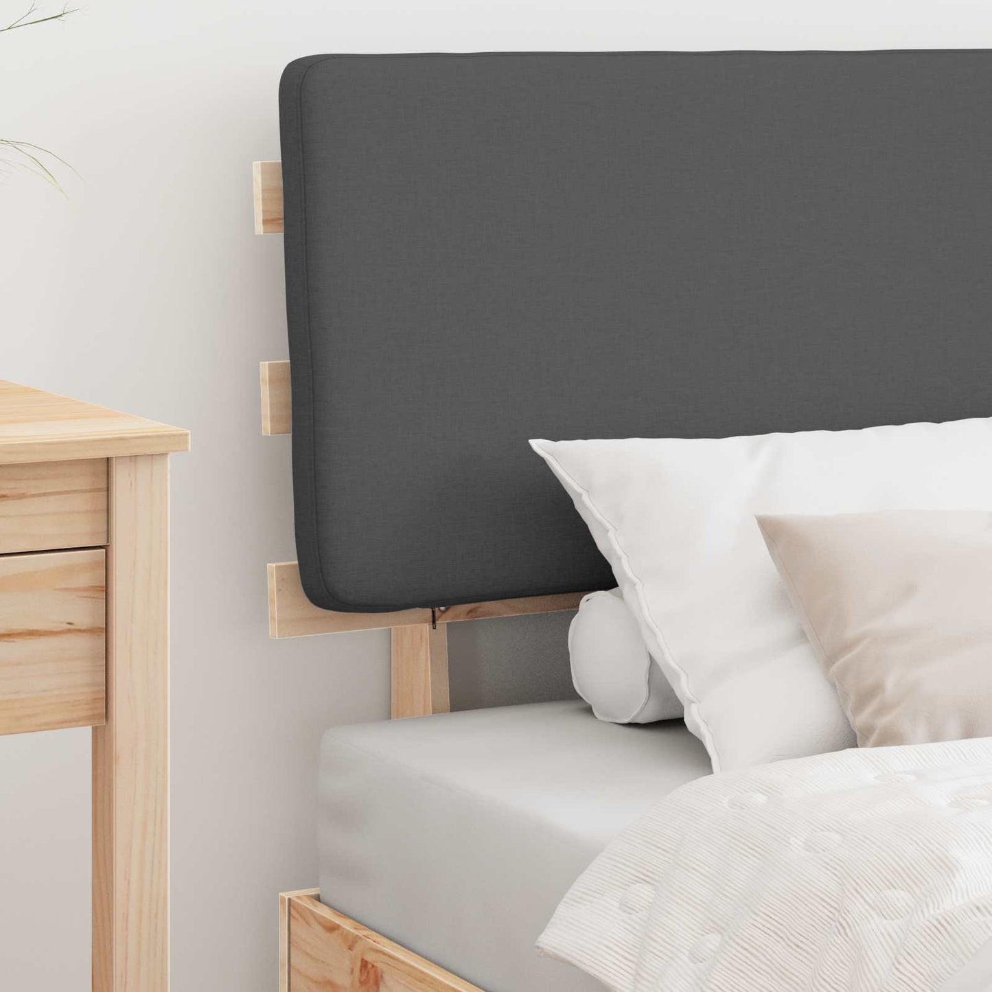Letto con Testiera Rivestita Grigio scuro 100 x 200 cm