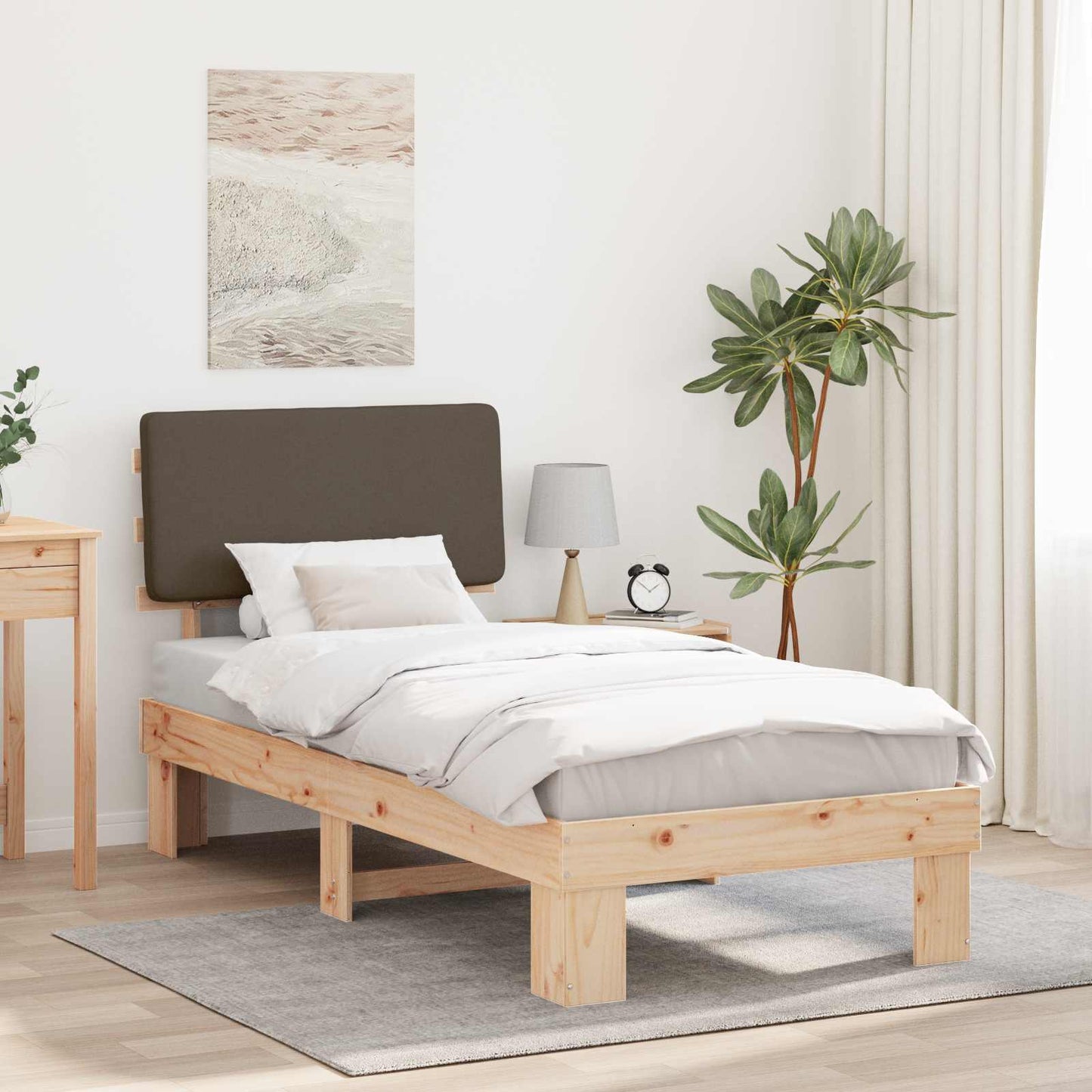 Letto con Testiera Rivestita Talpa 100 x 200 cm Pino massello