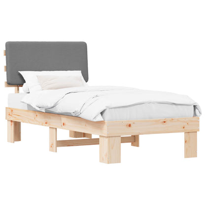 Letto con Testiera Rivestita Grigio chiaro 90 x 200 cm